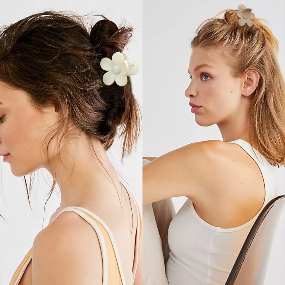 ATODEN Small Flower Hair Accessories: 10Pcs Daisy Claw Clips - 1.6" Matte Tiny Jaw Clips for Thick, Medium and Thin Hair - Cute for Women and Girls