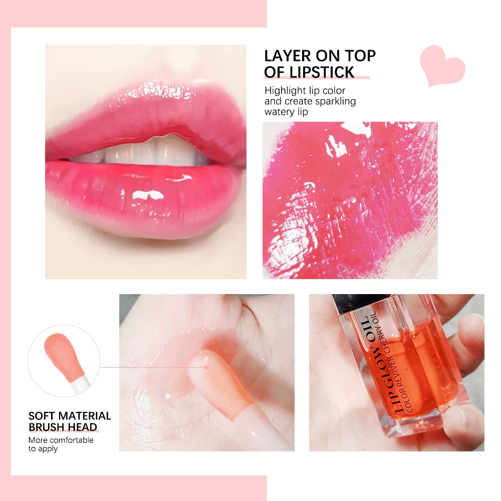 Rmoce Lip Oil, Hydrating Lip Glow Oil, Lip Plumper Gloss, Moisturizing Lip Oil, No-Sticky Transparent Plumping Lip Gloss, Lip Gloss Lip Balm Lip Care