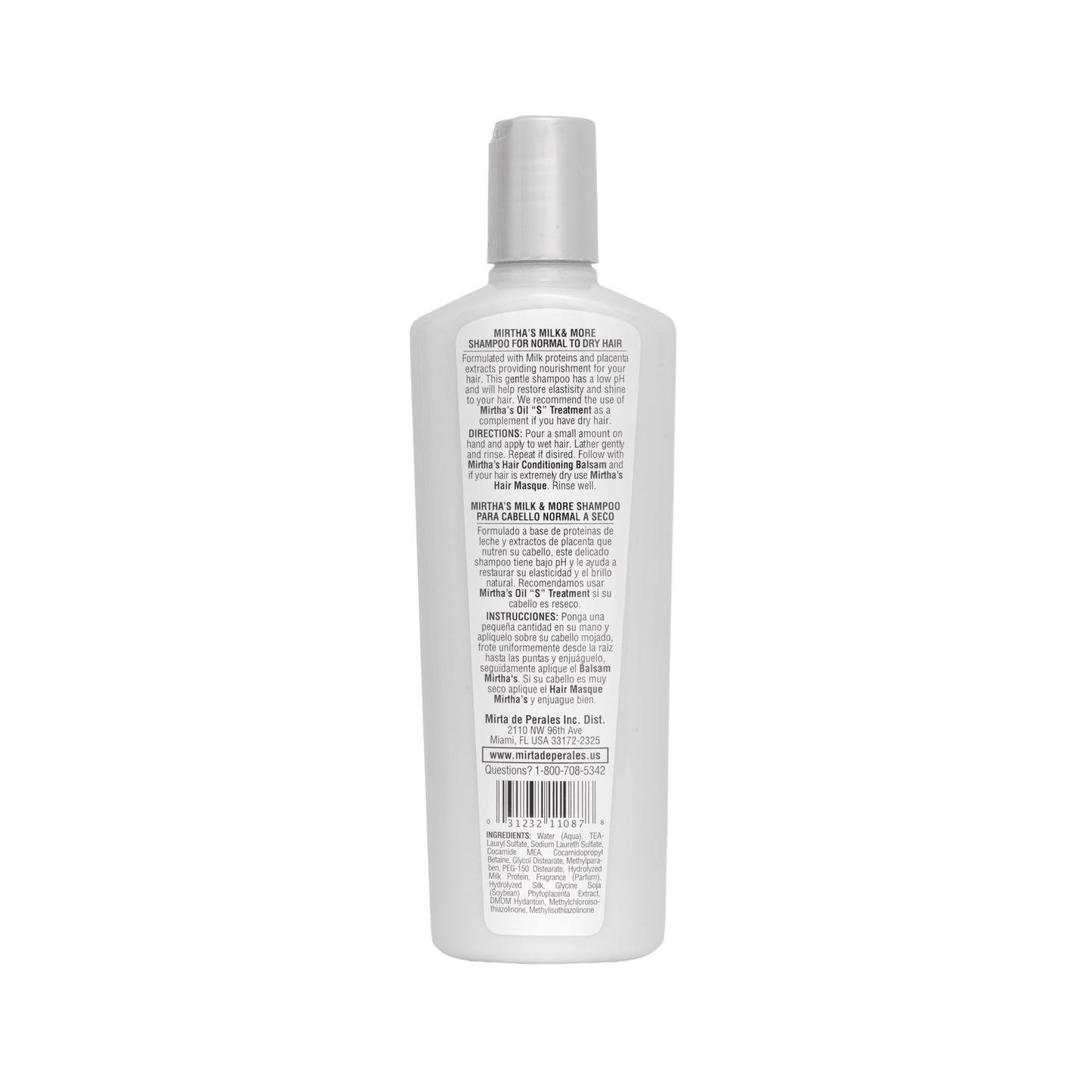 Mirta De Perales Milk Shampoo for Normal to Dry Hair | Gentle Protein-Rich Cleanser with Milk Protein, Silk Protein & Soy Extract | Restores Softness