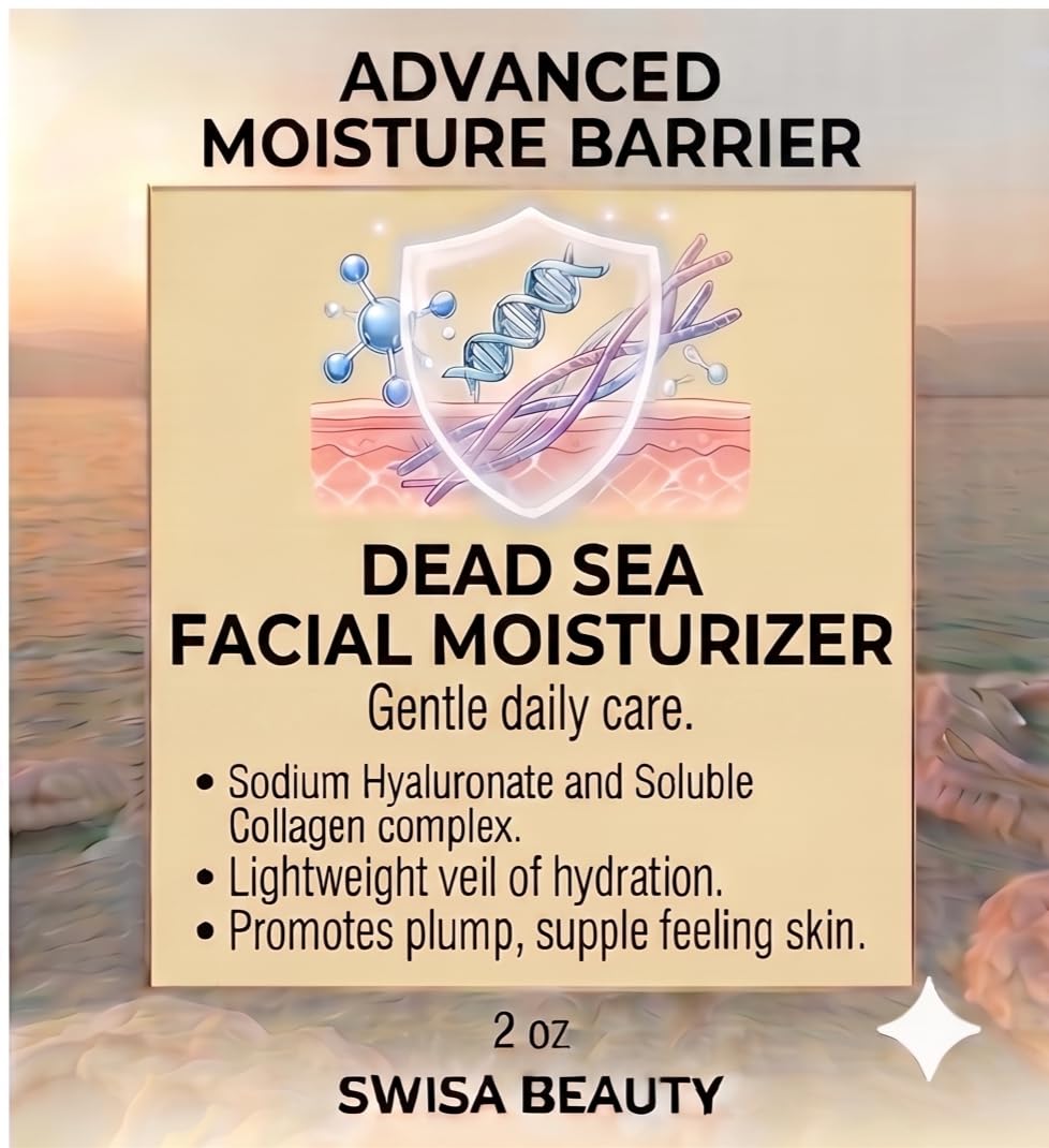 Swisa Beauty Dead Sea Facial Moisturizer - Daily Mineral Hydrator & Conditioning Cream to Soften & Nourish the Skin with Aloe, Seaweed & Green Tea, 2
