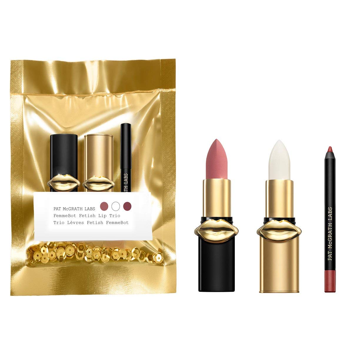 Pat Mcgrath Femmebot Fetish Lip Travel Size Trio Holiday Limited Edition Includes - Mini Mattetrance Lipstick, Clear Mini Lip Fetish Lip Balm, Mini