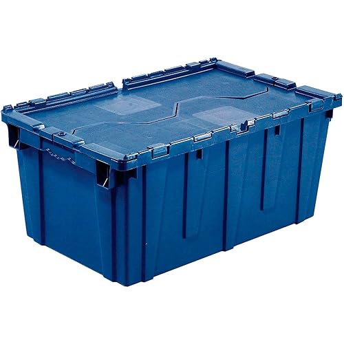 Monoflo Plastic Distribution Container With Hinged Lid, 21.9 x 15.2 x 12.8”, Blue