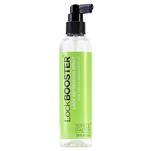 Style Factor LockBOOSTER Lock Refreshing Spray - Hydrating & Cooling Mist for Braids, Locs & Twists - Alcohol-Free Formula with Peppermint -Refresh