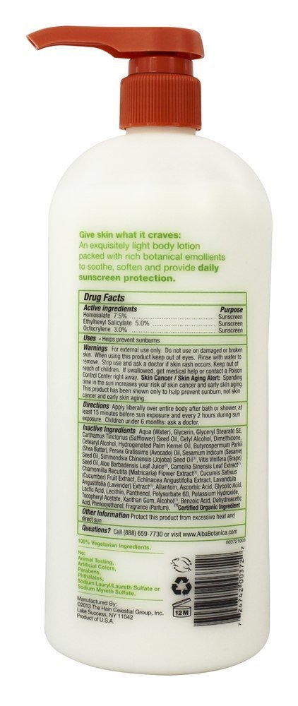Alba Botanica Lotion Emollient Spf 15