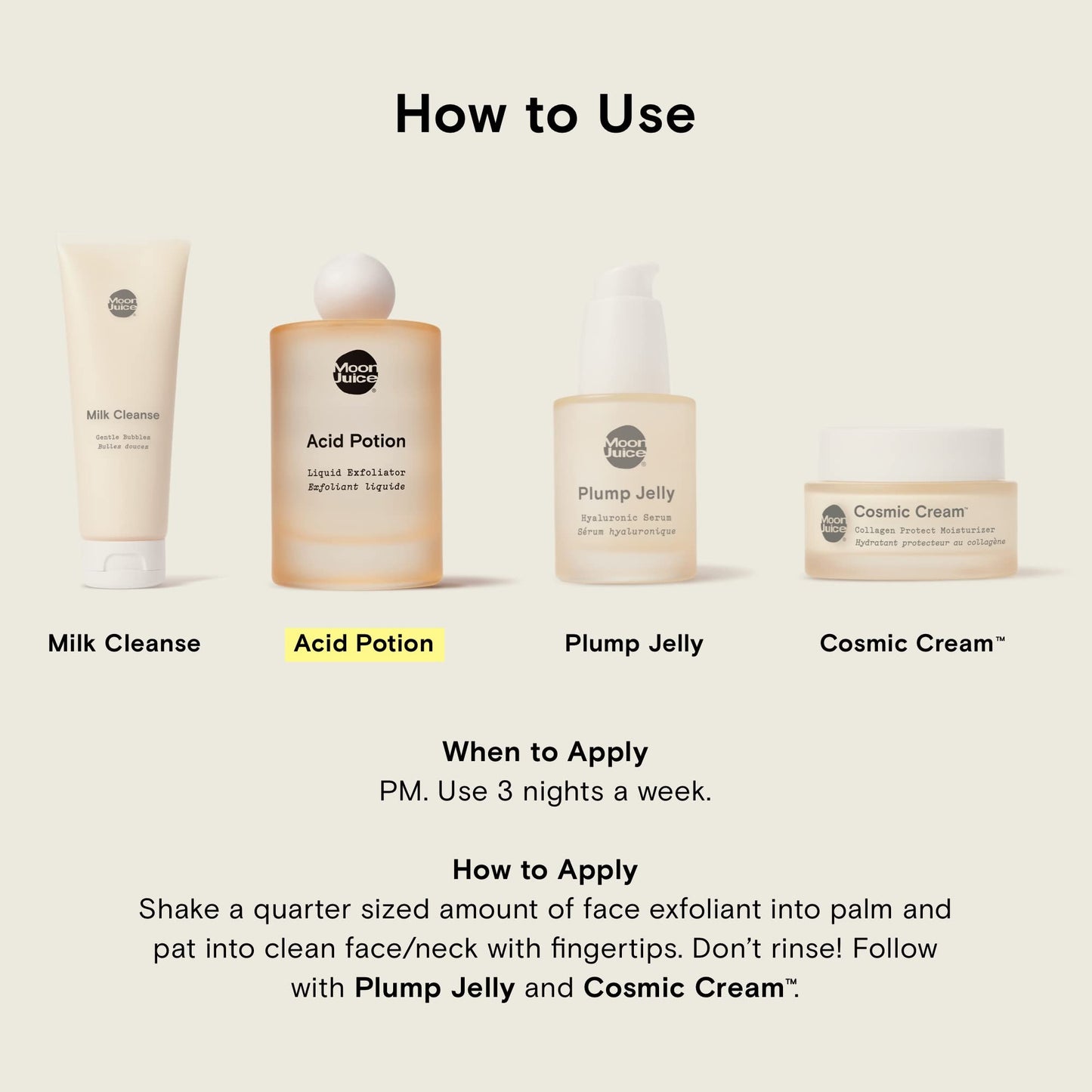 Moon Juice Acid Potion Liquid Face Exfoliator - 25% AHA BHA Exfoliant with Reishi + Niacinamide - Helps Resurface Skin, Unclog Pores & Stimulate