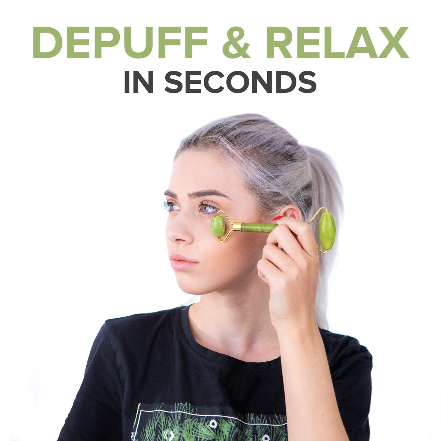Matykos Jade Roller for Face and Gua Sha Set - 2 Anti-Aging Facial Rollers and Gua-Sha Facial Tool - Face and Body Massager for Your Skincare Routine
