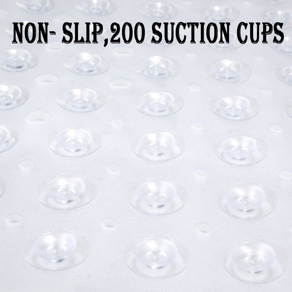 YINENN 40x16" Bath & Shower Mat – Non-Slip with Suction Cups, Drain Holes, Machine Washable, Extra Large Tub Floor Mat – Clear