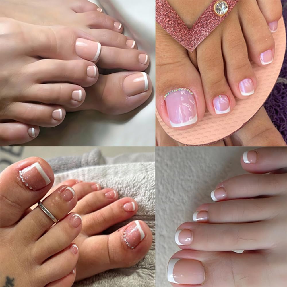 SWRITATSK Toe Nail Press Ons Toe Nails,Square,French Toe Nail Tips Press On Toenails For Women,120Pcs Press On Toe Nails,12 Size French Pink Wearable Beauty and Personal Care SWRITATSK