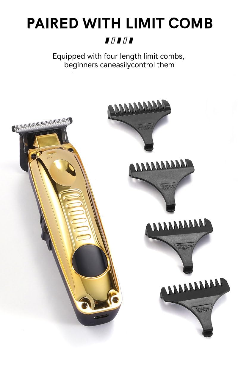 Professional Hair Trimmer for Men,High Power Motor Cordless Clippers and Trimmers Set with LCD Digital Display and 4 Guide Combs, Rechargeable Beauty and Personal Care QDKVTNDJZ