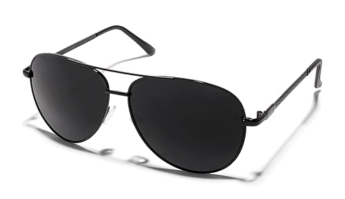 ShadyVEU Oversized Super Dark Fashion Designer Aviator Metal UV400 Mens Womens Sunglasses,Black,X-Large