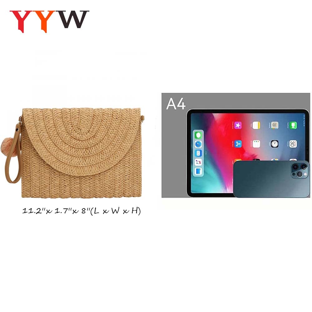 Straw Clutch,Straw Handbag Clutch for Women Summer Beach Straw Woven Envelope