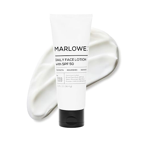 MARLOWE. No. 128 Men's Facial Lotion with Sunscreen SPF 50, 3.4 oz, Oil-Free, Lightweight Daily Face Moisturizer for Men, Includes Natural Extracts