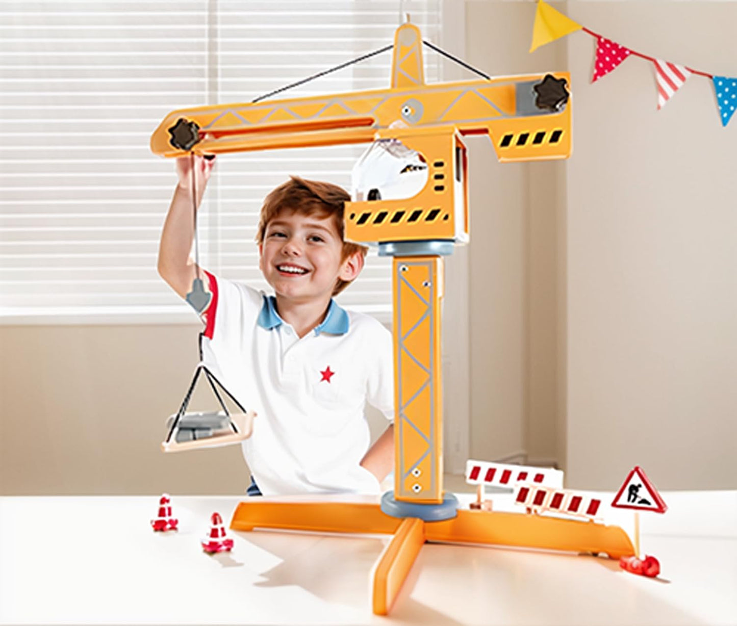 Hape Playscapes Crane Lift Playset| Construction Truck Vehicle Playset for Kids