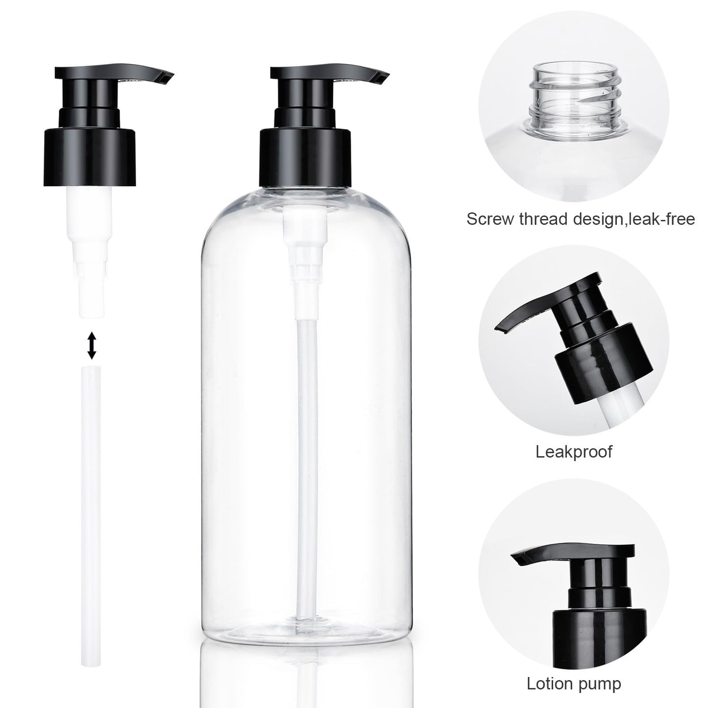 Plastic Pump Bottles Dispenser 2 Pack 16.9oz Clear Refillable Pump Bottle Beauty and Personal Care KREMORV