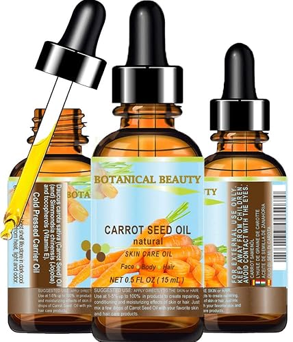CARROT SEED OIL 100 % Natural Cold Pressed Carrier Oil. 0.5 Fl.oz.- 15 ml. Skin, Body, Hair and Lip Care. "One of the best oils to rejuvenate