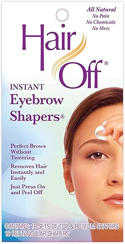 Hair Off Instant Eyebrow Shapers - Fast, Easy, & Mistake Proof Waxing Strips - Natural & Pain-Free Eyebrow Waxing Kit -Wax Strips for Hair Removal