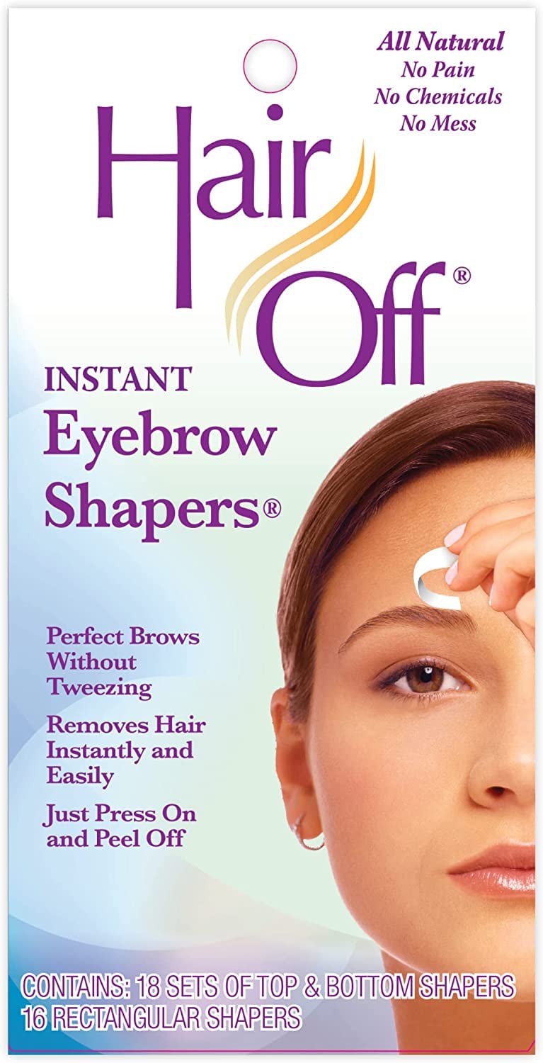 Hair Off Instant Eyebrow Shapers - Fast, Easy, & Mistake Proof Waxing Strips - Natural & Pain-Free Eyebrow Waxing Kit -Wax Strips for Hair Removal