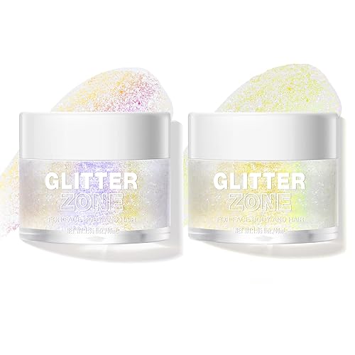 LANGMANNI Holographic Body Glitter Gel for Body, Face, Hair and Lip.Color Changing Glitter Gel Under Light. Vegan & Cruelty Free-1.35 oz (3# Neon