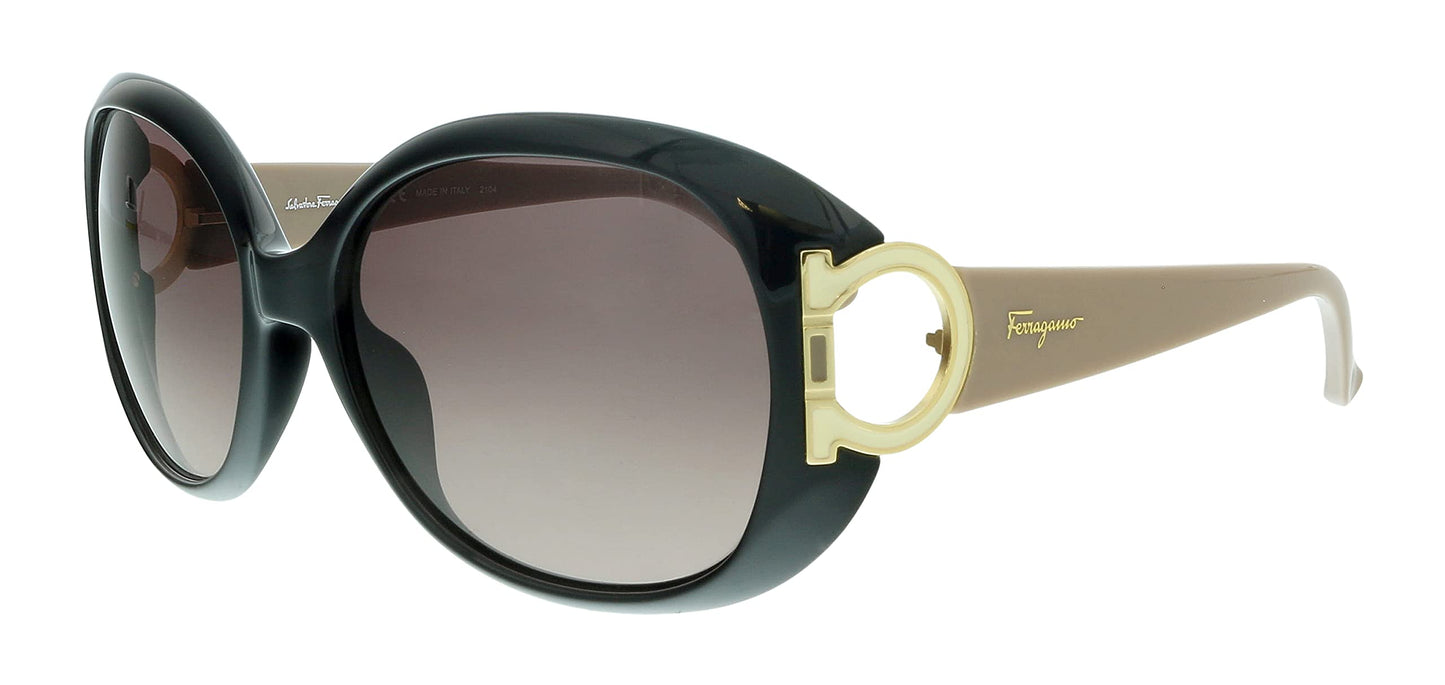 Ferragamo Brown Gradient Oval Sunglasses SF668 001 57