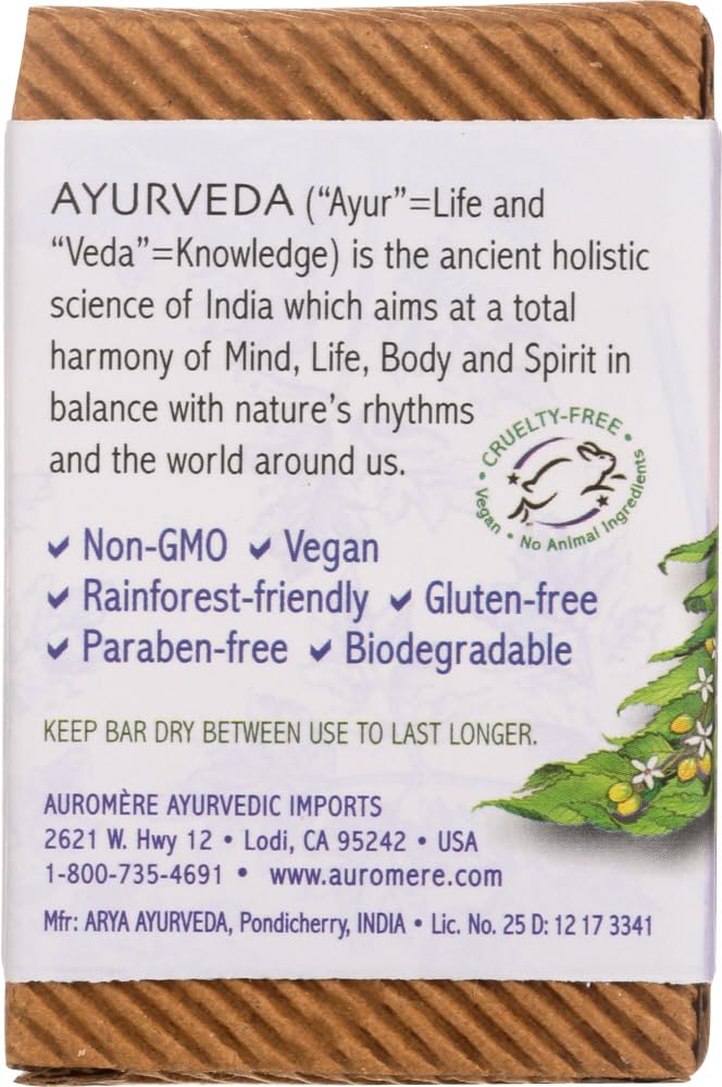 Ayurvedic Bar Soap Lavender-Neem by Auromere - All Natural Handmade and Eco-friendly Bar Soap for Sensitive Skin - 2.75 oz bars - 12 Pack