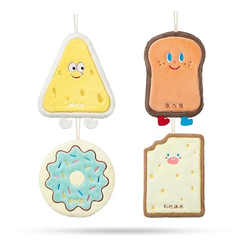 Tyrafry Cute Baking Hand Towels, Bathroom Towels with Hanging Loop, Children Hand Towel Dessert, Microfiber Coral Fleece Absorbent Hand Towel…