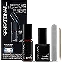Sensationail Gel/UV Base and Top Coat Nail Polish Kit, Starter Set Refill, Long-Lasting Salon Grade Manicure, Beginner Nail Essentials, Lasts Up To 2