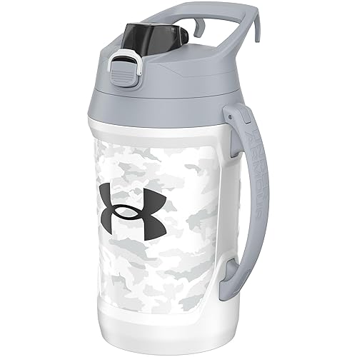 Under Armour Sports Water Jug, 64oz Insulated Water Bottle w/Handle, Half Gallon, Fence Hook, Leak Resistant, Baseball, Football & More