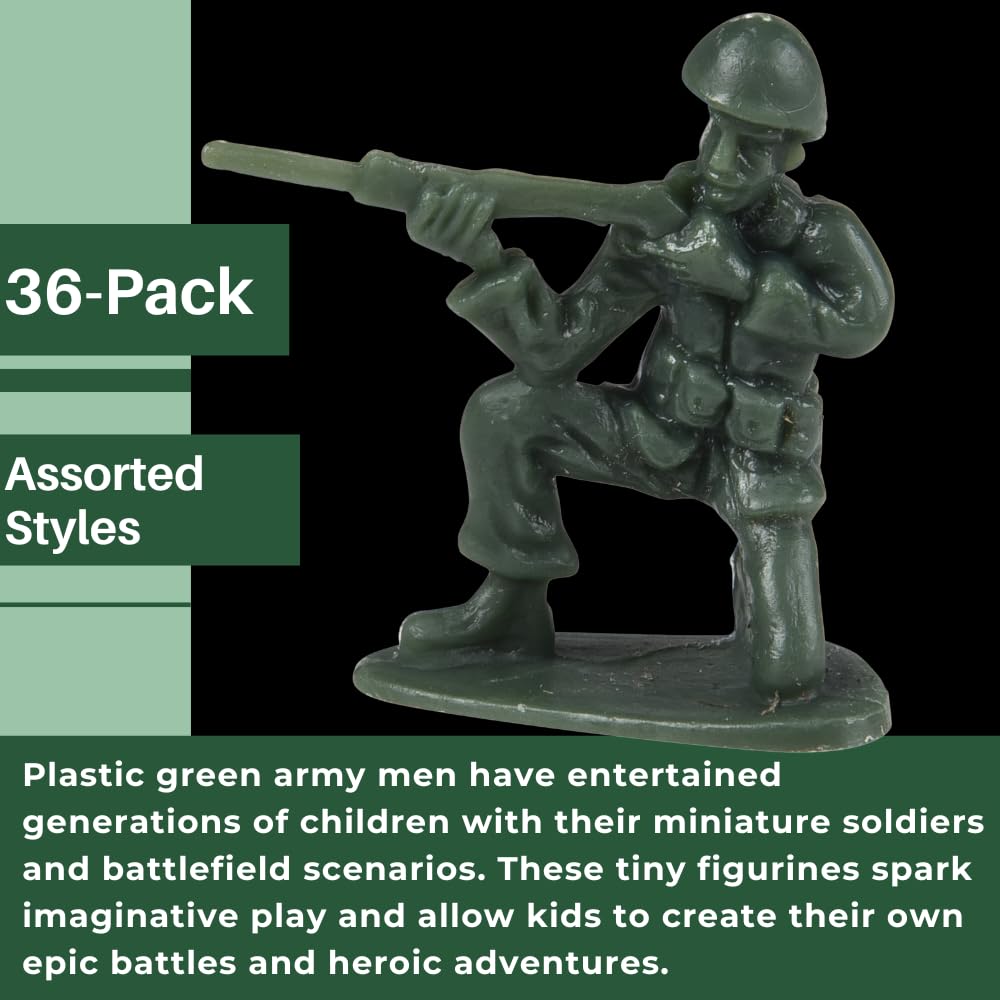 U.S. Toy Green Army Men Soldiers Set – 36 Pc Classic Military Action Figures for Kids, Party Favors & Collectibles, Ages 3+