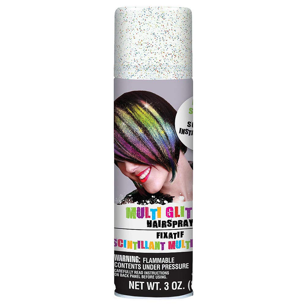 Multicolor Glitter Hair Spray Color - 3 oz. (1 Count) - Instantly Transforms Your Look, Ideal for Parties & Cosplay