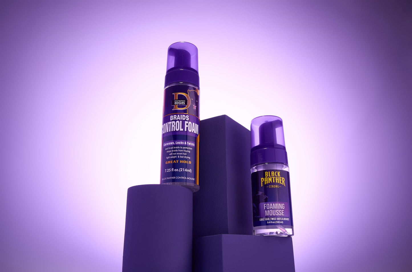 Diamond Edges Black Panther Braids Control Foam for braids Mousse 7.25 fl.oz. Great Hold