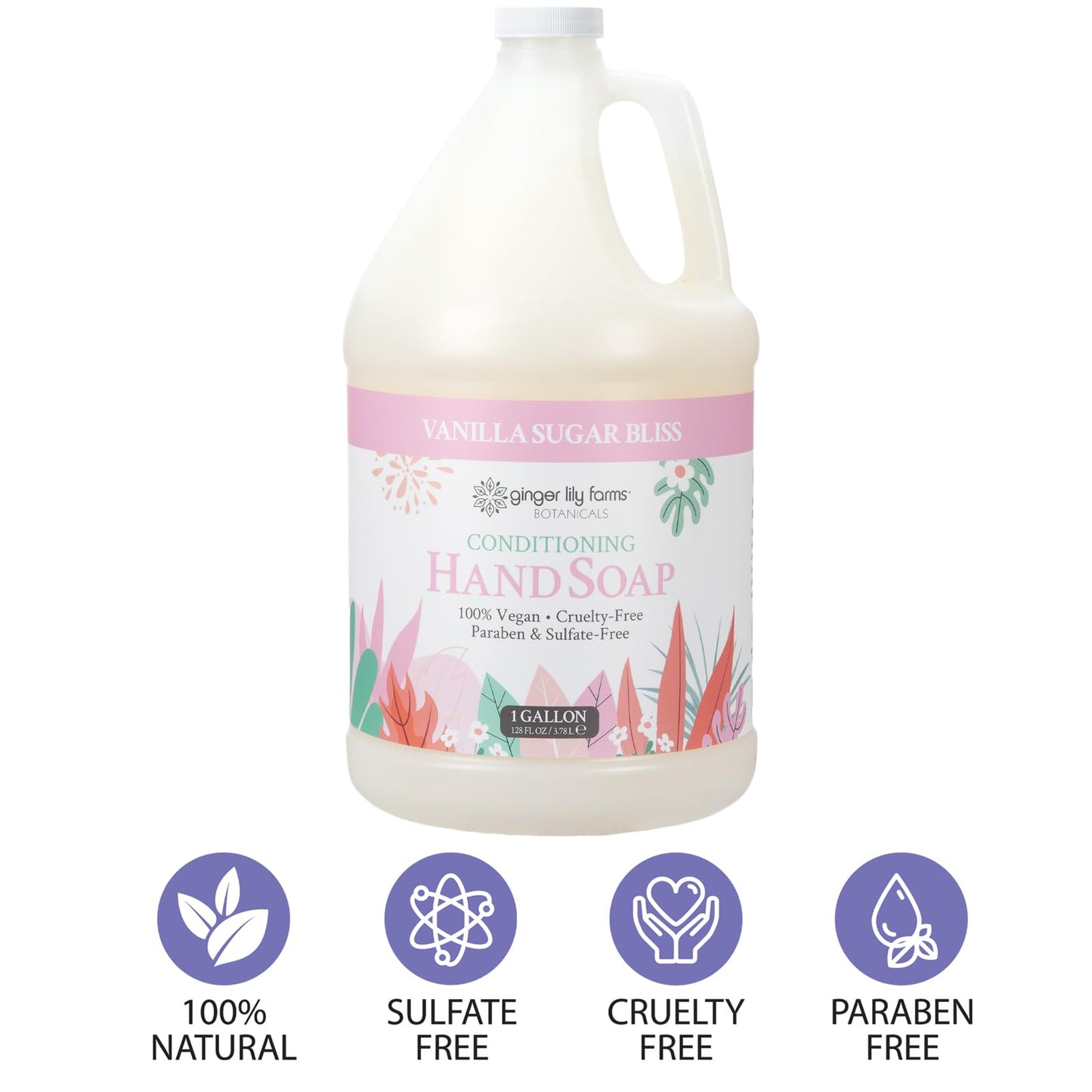 Ginger Lily Farms Botanicals Conditioning Liquid Hand Soap Refill, 100% Vegan & Cruelty-Free, Vanilla Sugar Bliss Scent, 1 Gallon (Pack of 4) Beauty & Personal Care Ginger Lily Farms