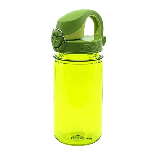 Nalgene Kids On The Fly Water Bottle, Leak Proof, Durable, BPA and BPS Free, Carabiner Friendly, Reusable and Sustainable, 12 Ounces, Green