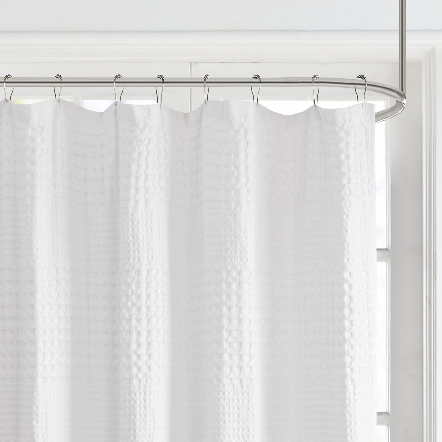 Madison Park Arlo 100% Cotton Shower Curtain, Texture Waffle Weave Design 800 GSM Hotel Quality, Soft Trendy Bathroom Décor, Machine Washable…