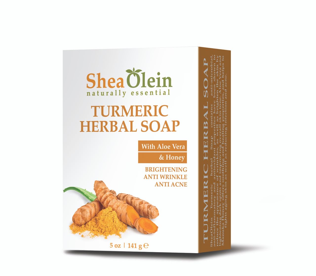 SheaOlein naturally essential TUMERIC HERBAL SOAP with Aloe Vera And Honey 5 Oz Bar 6 Count