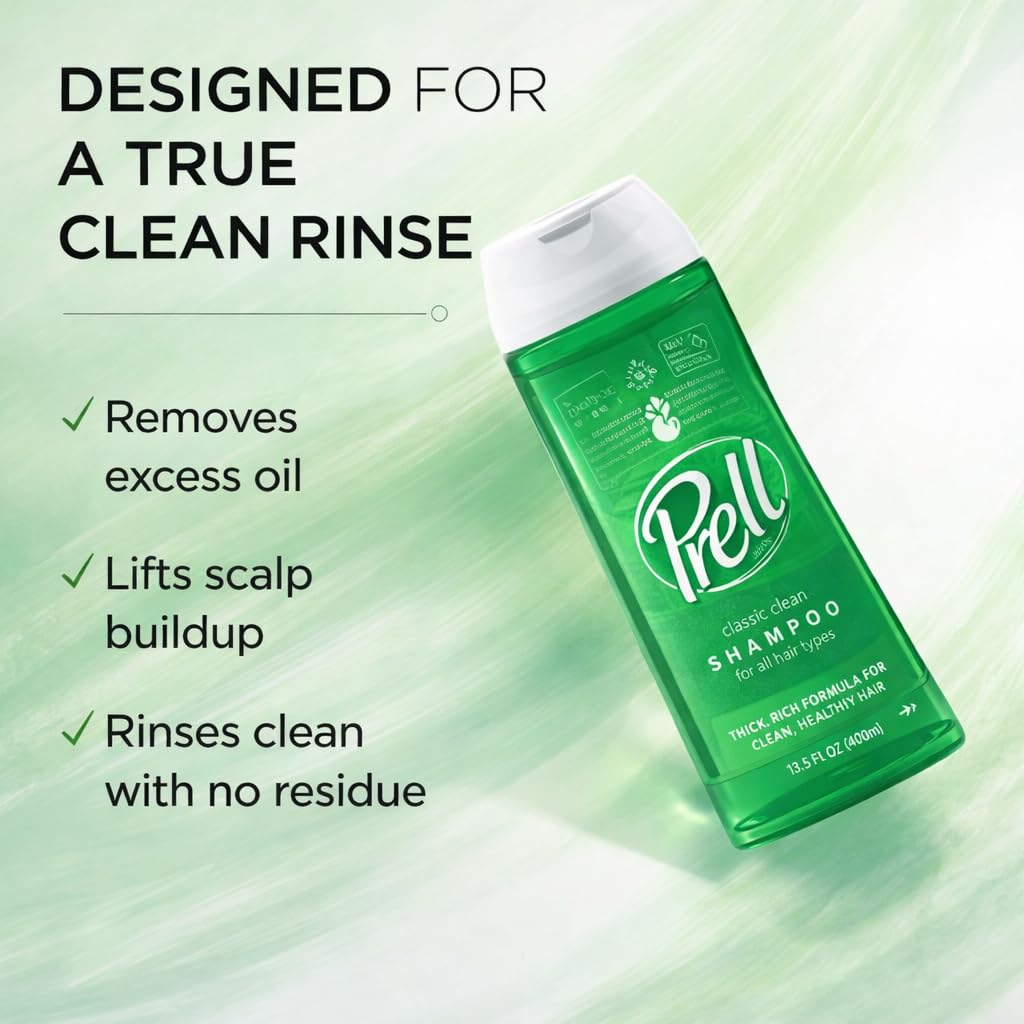 Prell Original Green Shampoo - Classic Clean Deep Cleansing Shampoo for Men & Women | 13.5 oz | 5 Pack Beauty and Personal Care Prell