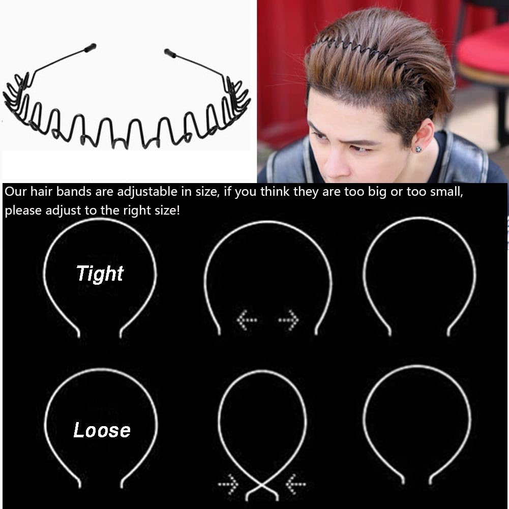 WantGor Metal Headbands, 2 Pack Fashion Unisex Black Hairband Spring Wave Non Slip Sports Headwear Hair Hoop Hair Accessories (2 Pack) Beauty and Personal Care WantGor
