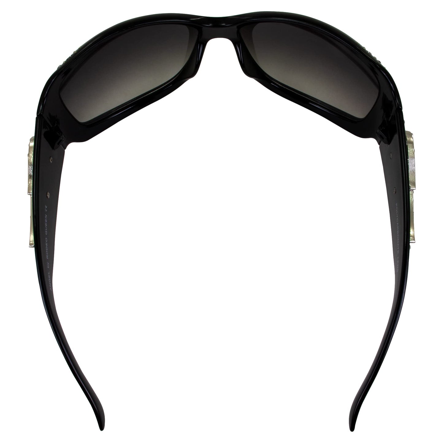Rodeo Queen Angel Women’s Fashion Sunglasses Black Frame w/Bling Rhinestones & Smoke Gradient Lens