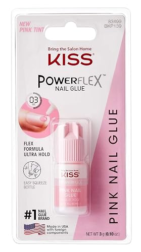 Kiss Powerflex Nail Glue Pink Tint 0.10 Ounce (Pack of 3) Beauty & Personal Care KISS