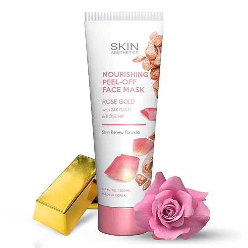 Skin Aesthetics Rose Gold Peel-Off Face Mask - Unclogs Pores, Removes Oil & Dirt, Tightens Skin, Blackhead Remover - Dermatologist Tested Korean