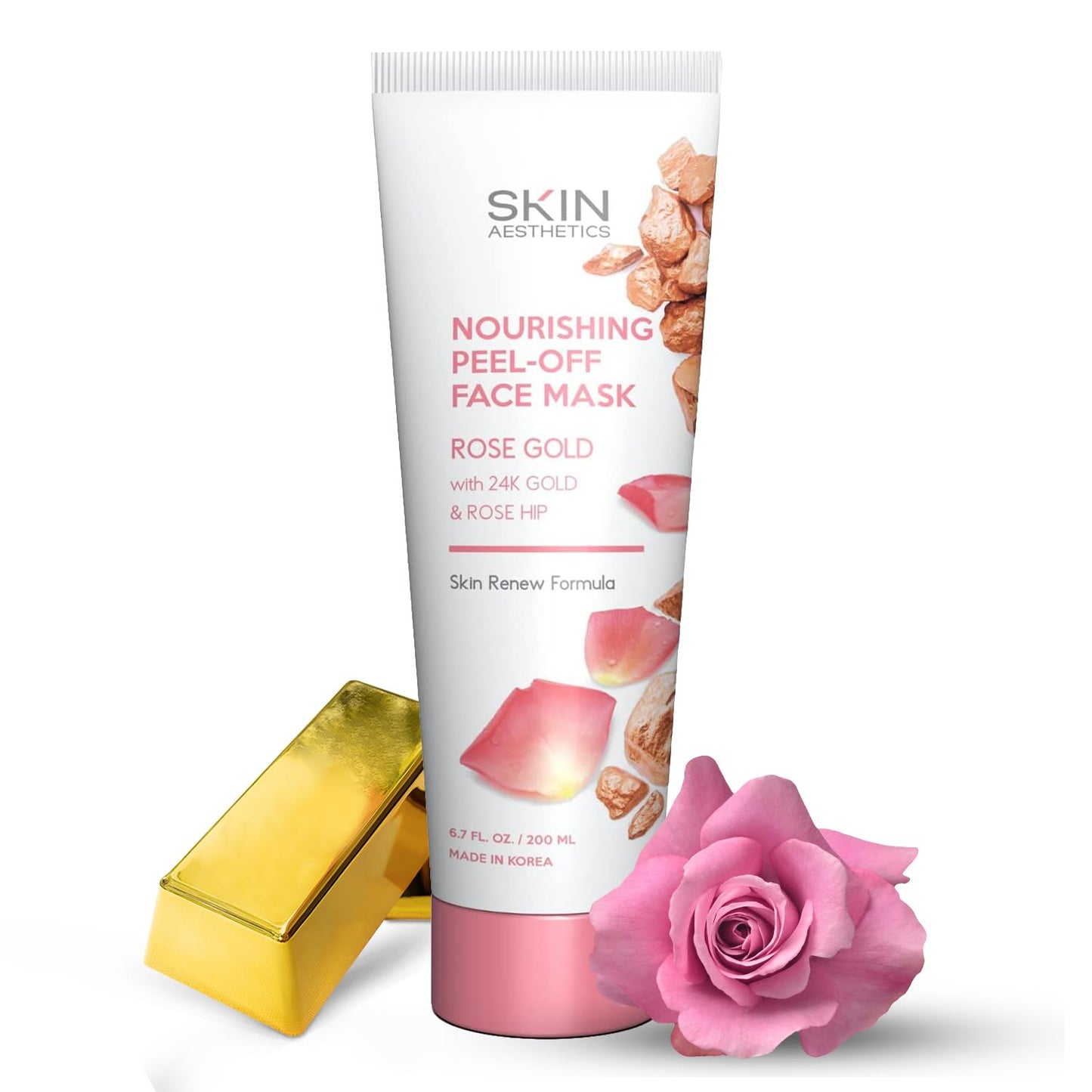 Skin Aesthetics Rose Gold Peel-Off Face Mask - Unclogs Pores, Removes Oil & Dirt, Tightens Skin, Blackhead Remover - Dermatologist Tested Korean
