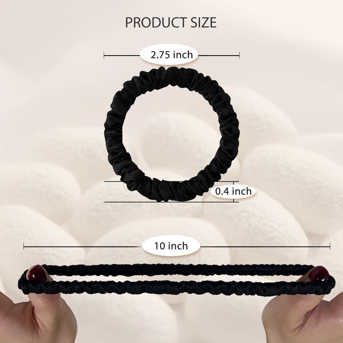 SEMRUE 22 Momme 100% Pure Mulberry Silk Scrunchies (4 PCS) - Small Hair Elastics and Ties for Women, Sleep Hair Care, No Damage, Black Beauty and Personal Care SEMRUE