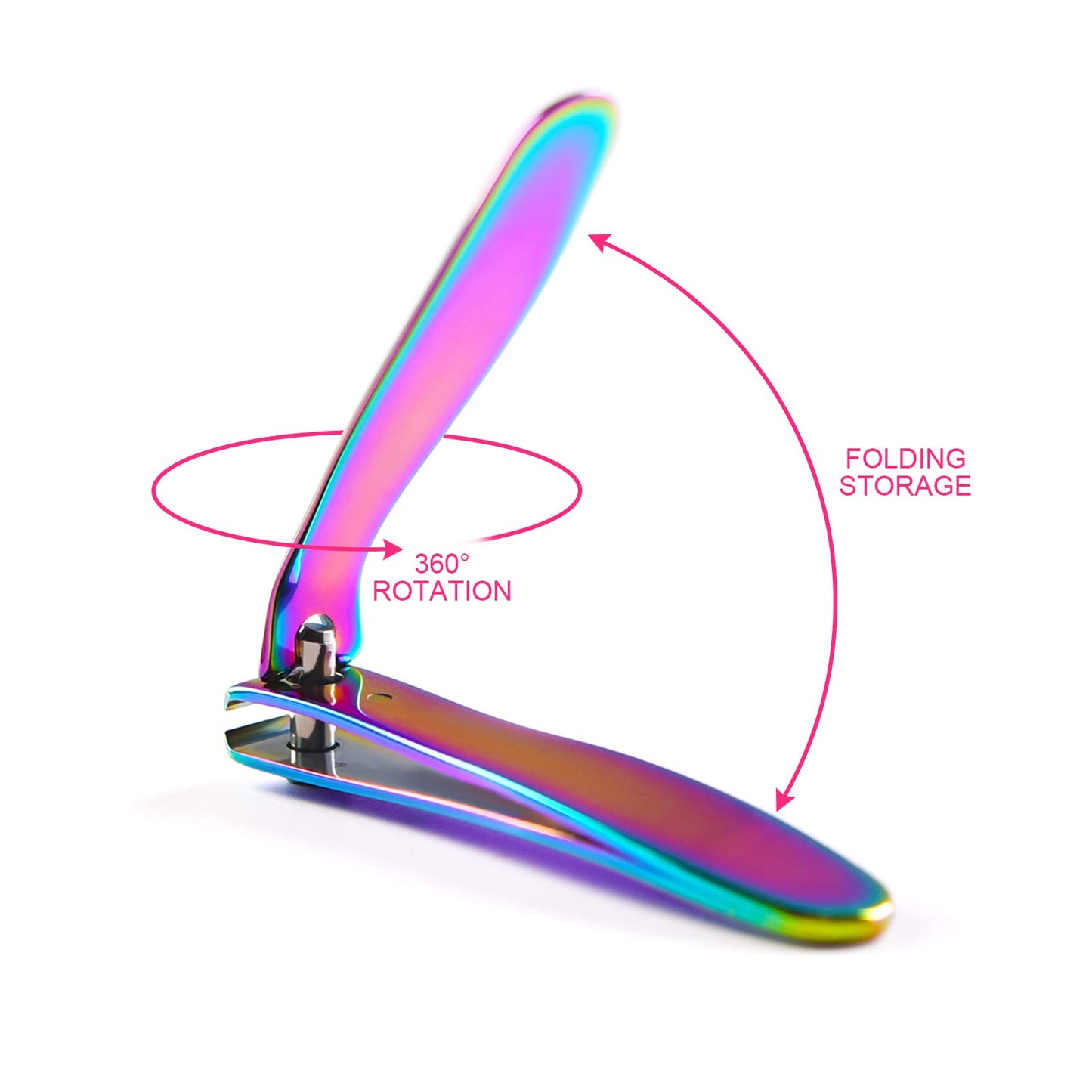 Rolabling Colorful Rainbow Nail Clippers Kit Fingernail Cutter and Toenail Cutter Glass Nail File Stainless Steel Clipper Pedicure and Manicure Nail