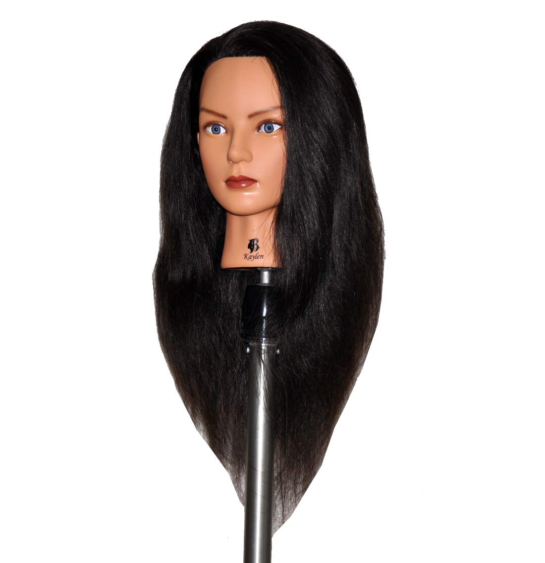 Zvena Beauty 24" Human Hair Cosmetology Mannequin Manikin Training Head with Clamp (24" DARK BROWN (KAYLEN+C))