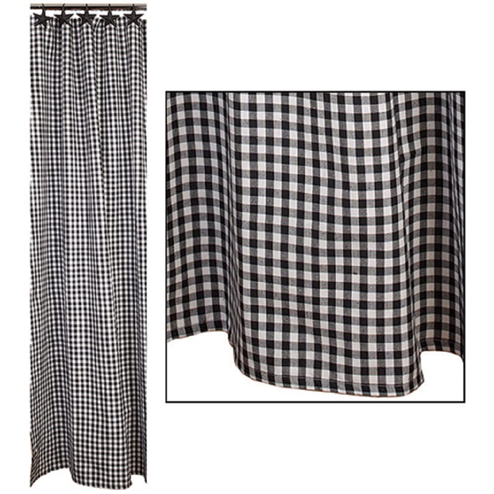 Country House Collection 32619 Small Black Check Shower Curtain. 72-inch