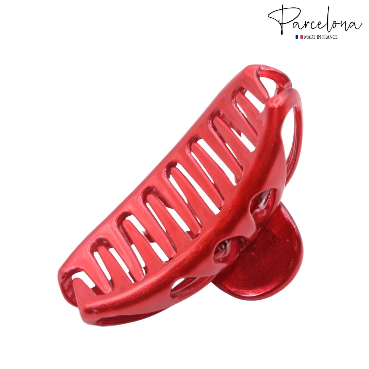 Parcelona French Small Rain Drop Small 2 3/4 Inches Red Jaw Hair Claw Clip (Glossy Red)