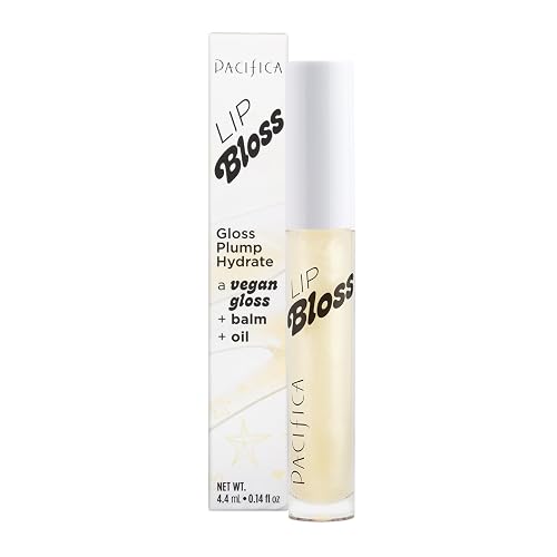 Pacifica Plumping Lip Gloss - Vanilla Bean (Creamy Neutral Tint) Hydrating Lip Oil Balm, Gentle Lip Plumper with Shea & Jojoba, No-Sting High Shine,