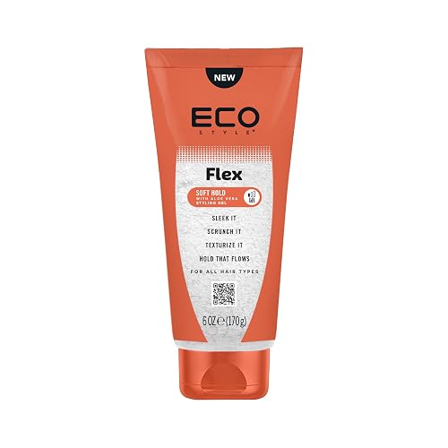Eco Style Flex Hold Soft Gel with Aloe - Lightweight Alcohol-Free Hair Gel for Shine, Moisture & Control, Defines Curls & Smooths Edges, For All Hair