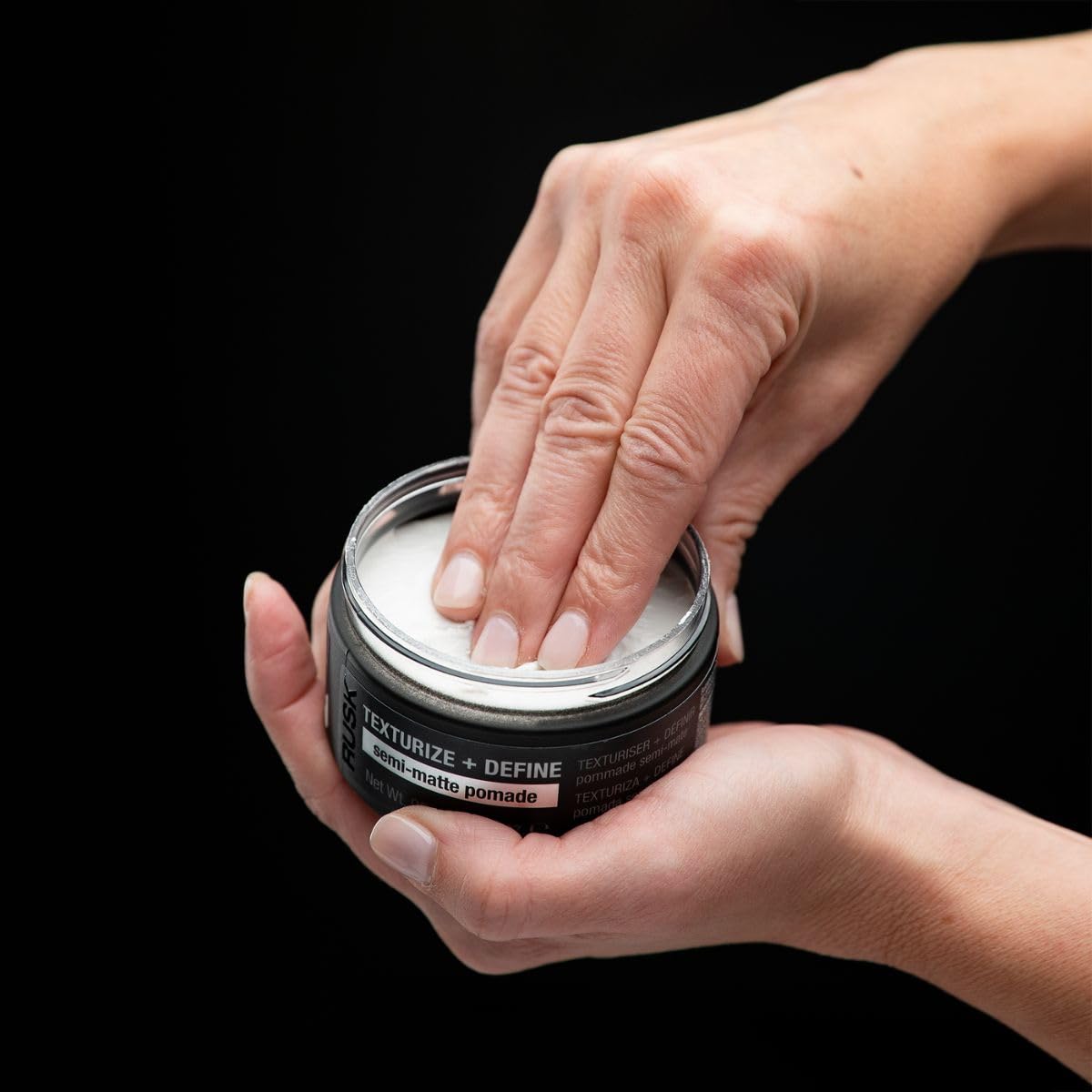 RUSK Semi-Matte Pomade, Texturize + Define, Creates Definition and Texture, Lightweight, Fights Humidity, 3.4 oz