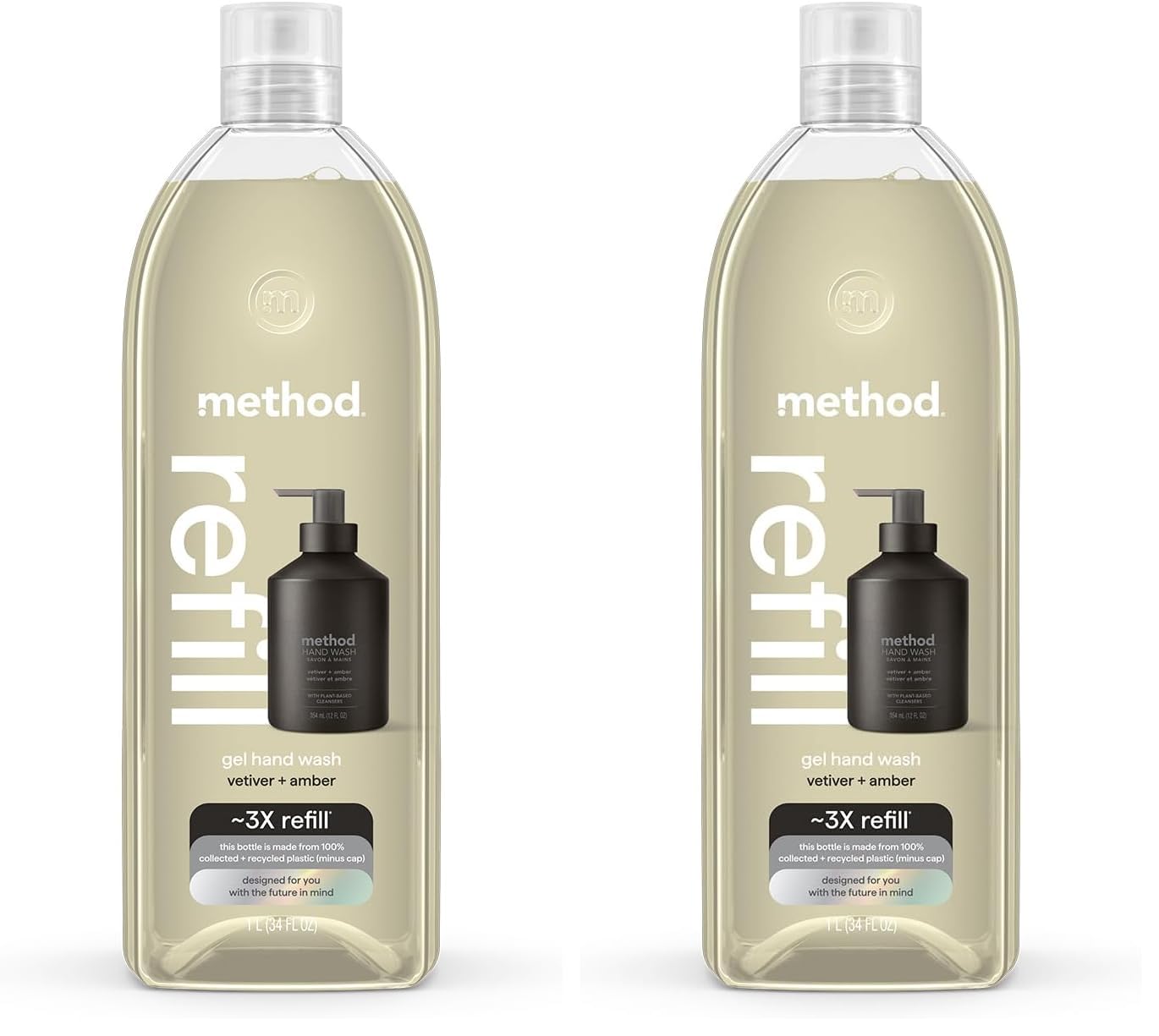 Method Gel Hand Soap Refill, Vetiver + Amber, 34 Fl Oz (Pack of 2) (Packaging May Vary) Beauty and Personal Care Method Default Title