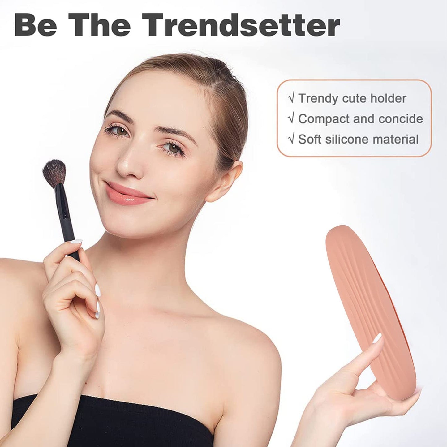 JEWYOCO Travel Makeup Brush Holder Silicon Trendy Portable Soft Sleek Cosmetic Face Makeup Tools Organizer Container Small Case for Travel (BRUSHES